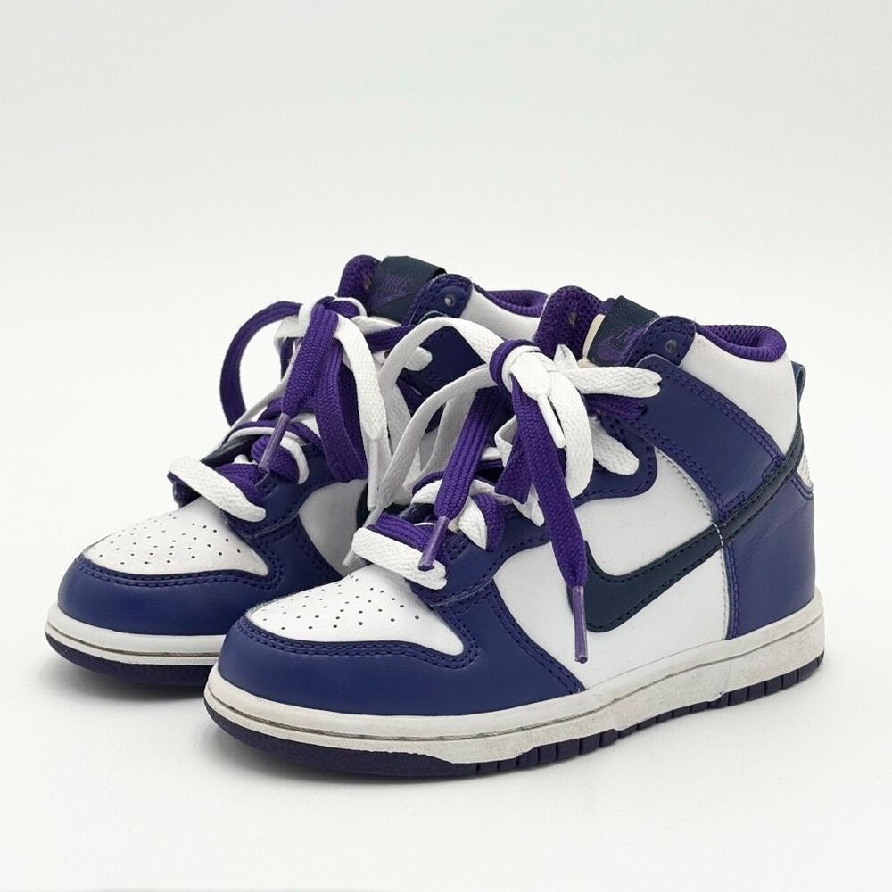Nike Dunk High Top Sneakers in Midnight Purple White - US Kids 11c / EU 28